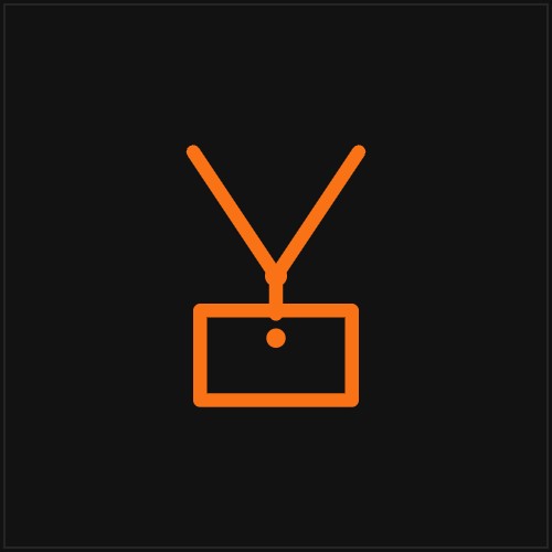 Ilustración de un lanyard identificativo con porta-tarjetas y espacio para logo